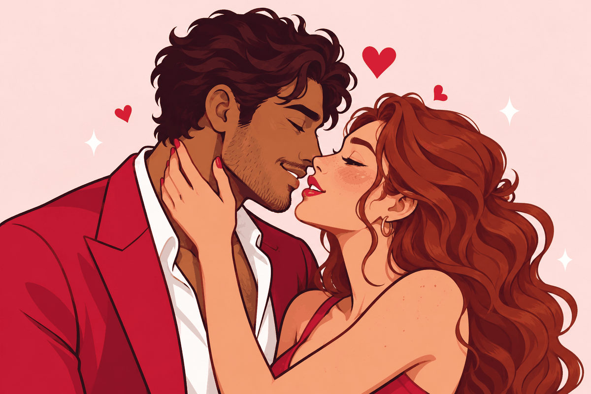 Two people about to kiss